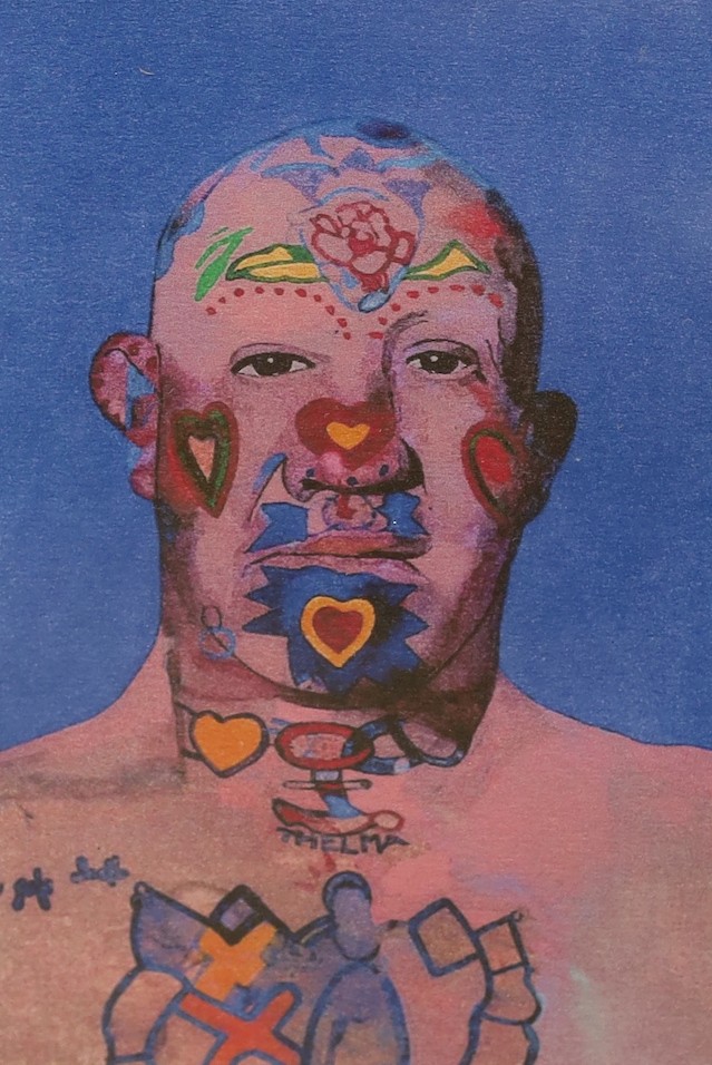 Peter Blake (1932-), ink jet print in colours, Tattooed Man, 2015, signed in pencil, 50/150, overall 29 x 20cm